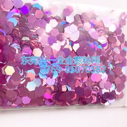兴一业镭射紫金葱粉六角片